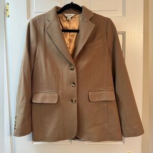 L.L.Bean Brown Wool Cashmere Blazer Jacket Size 8